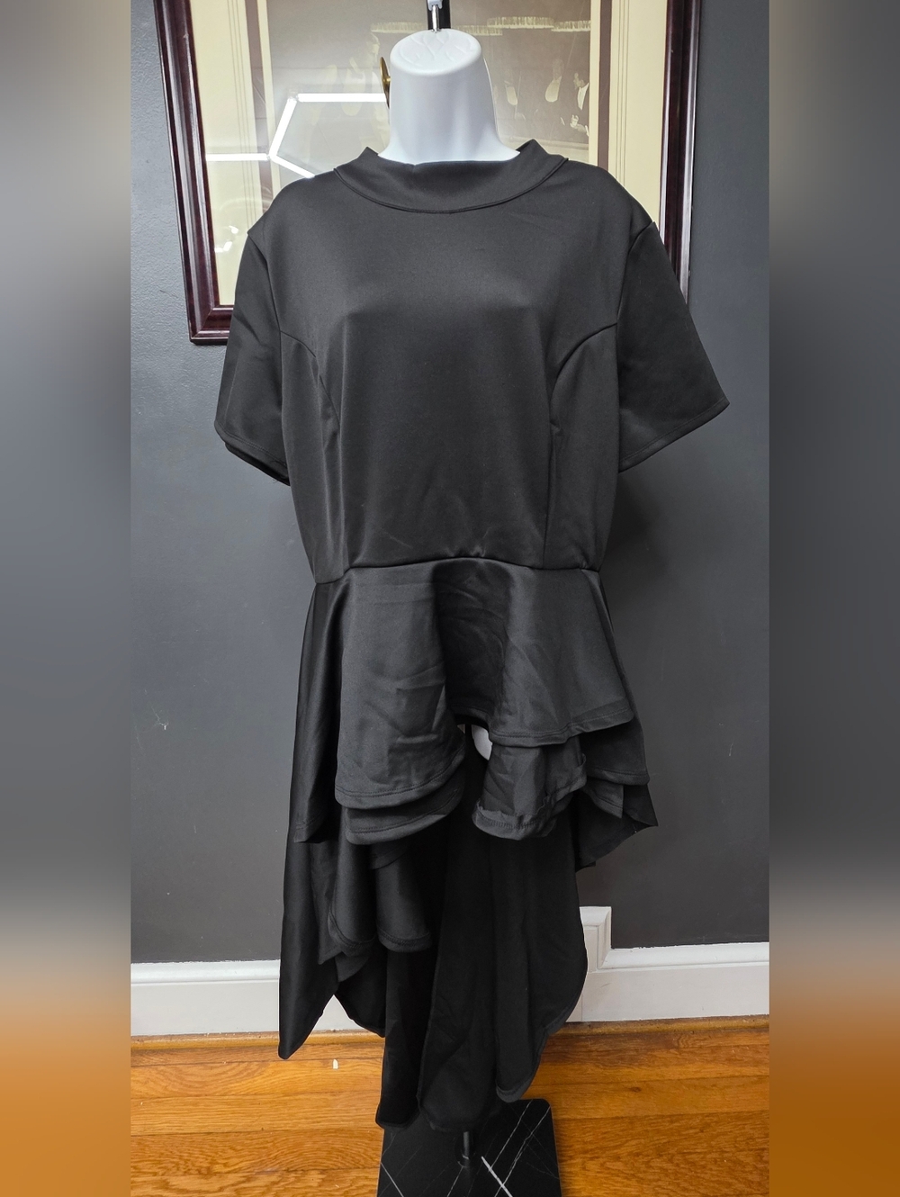 Black Peplum High-Low Top